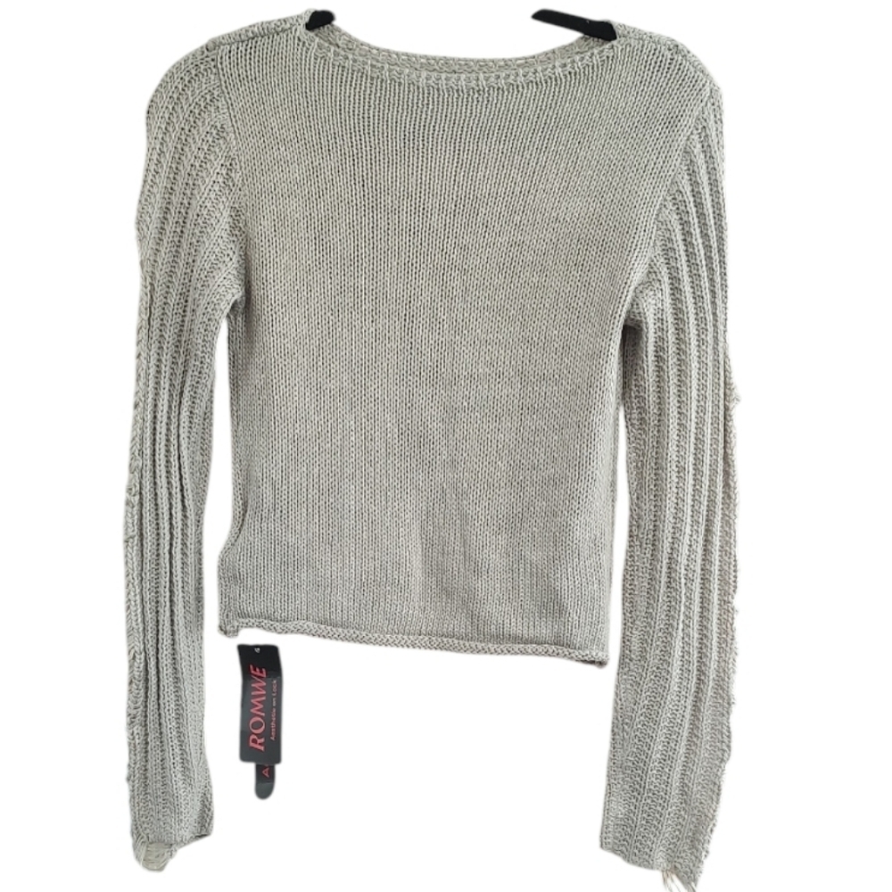 ROMWE Light Gray Crew Neck Sweater
